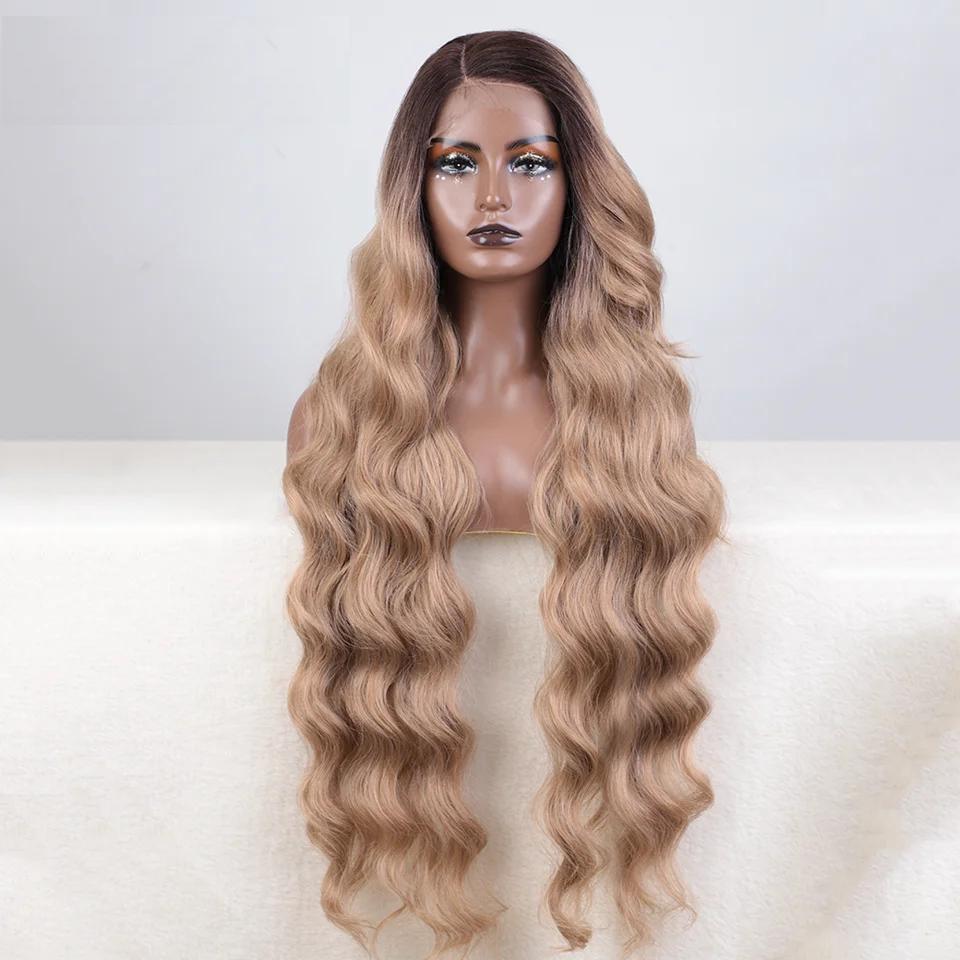 36-Inch Ombre Blonde Lace Front Wig Long Wavy Body Wave for Women