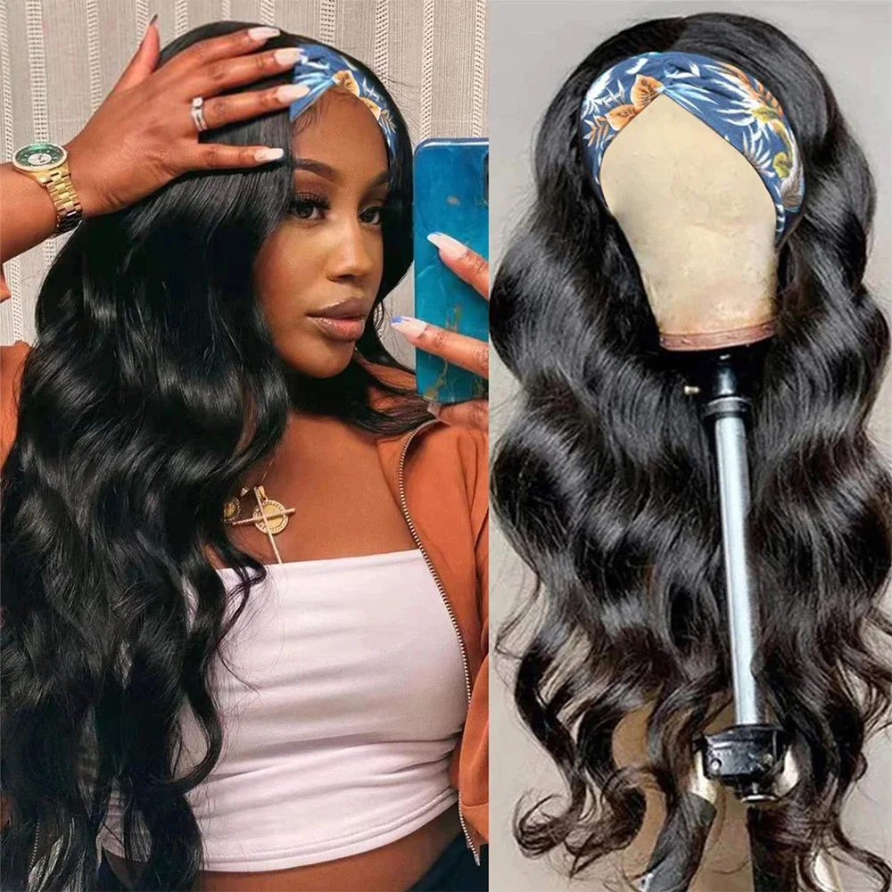 Body Wave Headband Wig 180% Density Remy Human Hair for Black Women