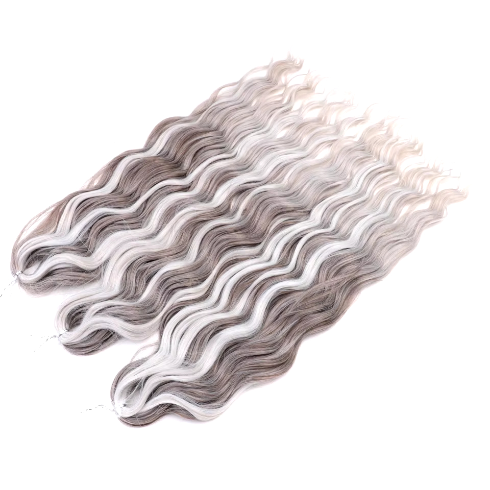 Ombre Blonde Loose Deep Wave Synthetic Braiding Hair Extensions, Water Wave Twist Crochet Hair