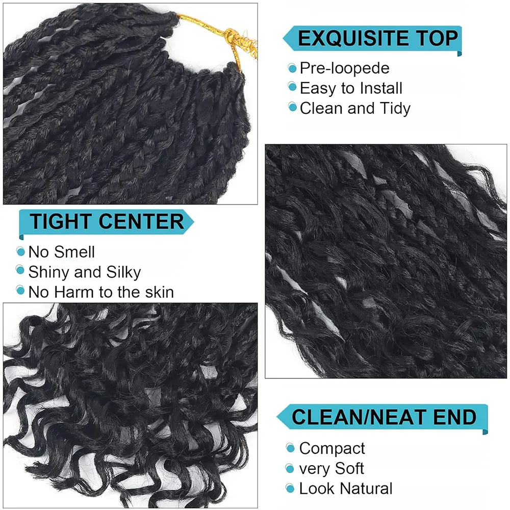 Goddess Bohemian Box Braids with Curly Ends, Synthetic Crochet Hair for Black Women