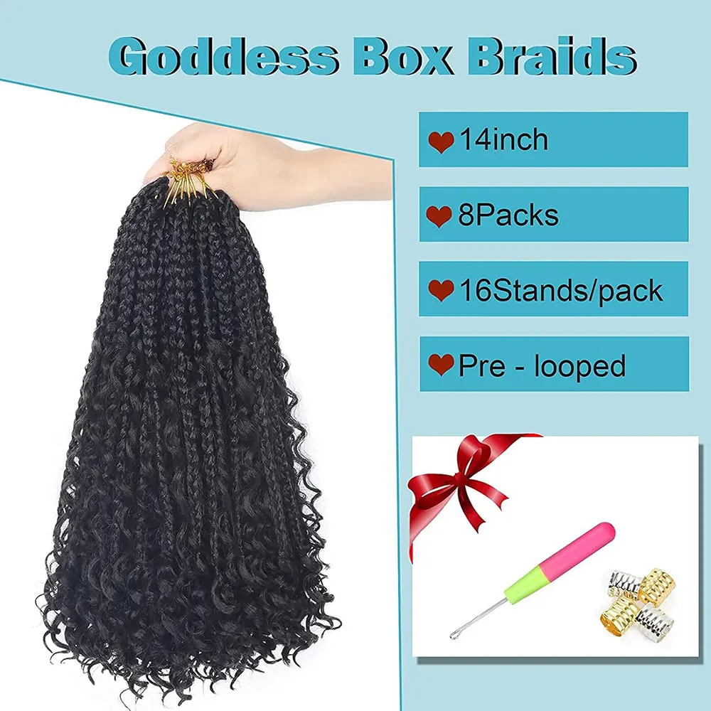 Goddess Bohemian Box Braids with Curly Ends, Synthetic Crochet Hair for Black Women