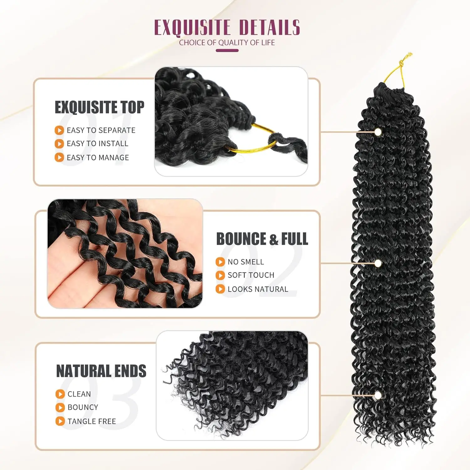 Passion Twist Water Wave Synthetic Crochet Hair, Boho Locs, Faux Locs, Butterfly Braiding Style