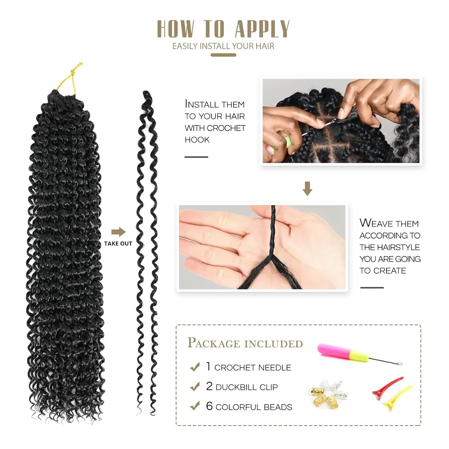 Passion Twist Water Wave Synthetic Crochet Hair, Boho Locs, Faux Locs, Butterfly Braiding Style