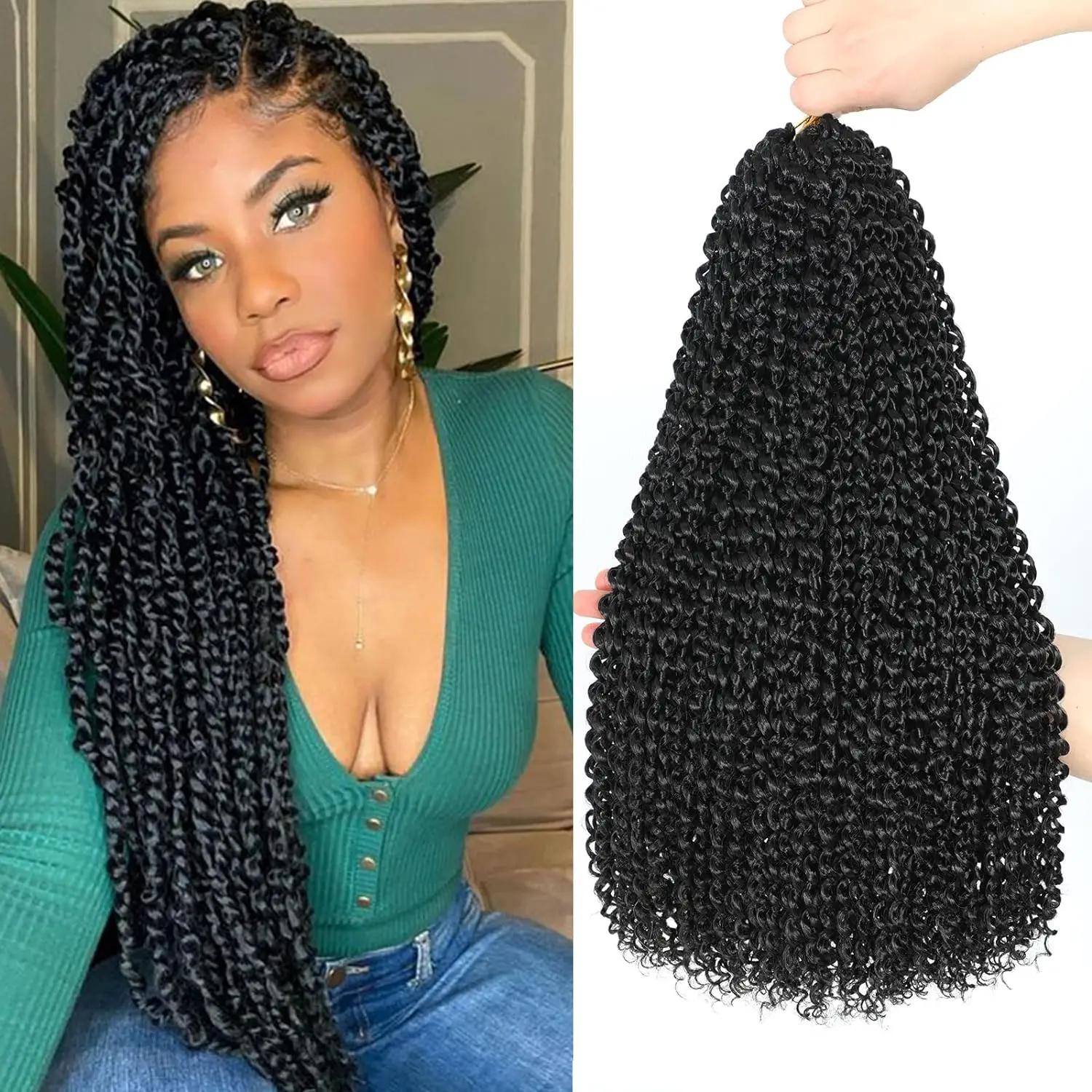 Passion Twist Water Wave Synthetic Crochet Hair, Boho Locs, Faux Locs, Butterfly Braiding Style