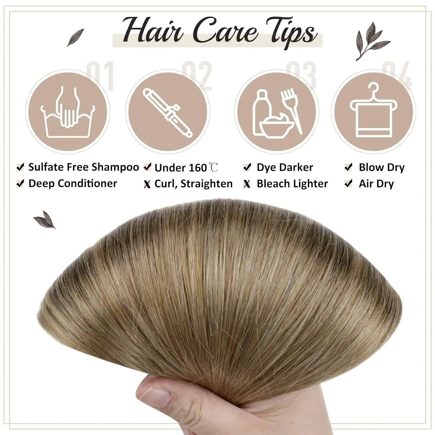 Balayage Clip-in Human Hair Extensions, Double Weft Natural Soft Hair for Women