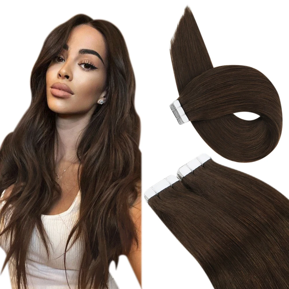 Balayage Tape-in Human Hair Extensions, Natural Brazilian Remy Hair, Straight Seamless Weft for Women
