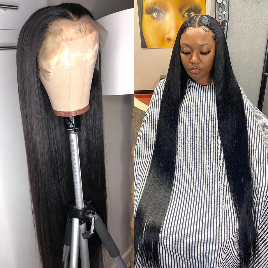 Straight HD Lace Front Wig, Pre-Plucked Brazilian Human Hair, High-Density Frontal Wig