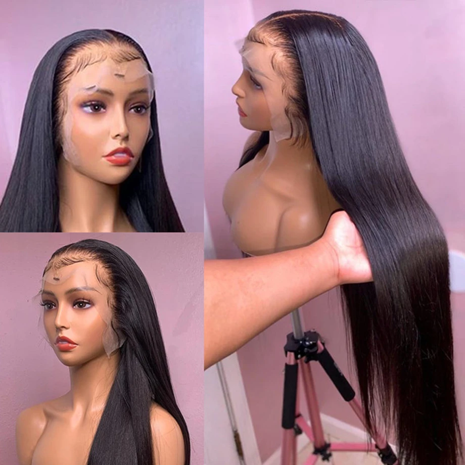 Straight HD Lace Front Wig, Pre-Plucked Brazilian Human Hair, High-Density Frontal Wig