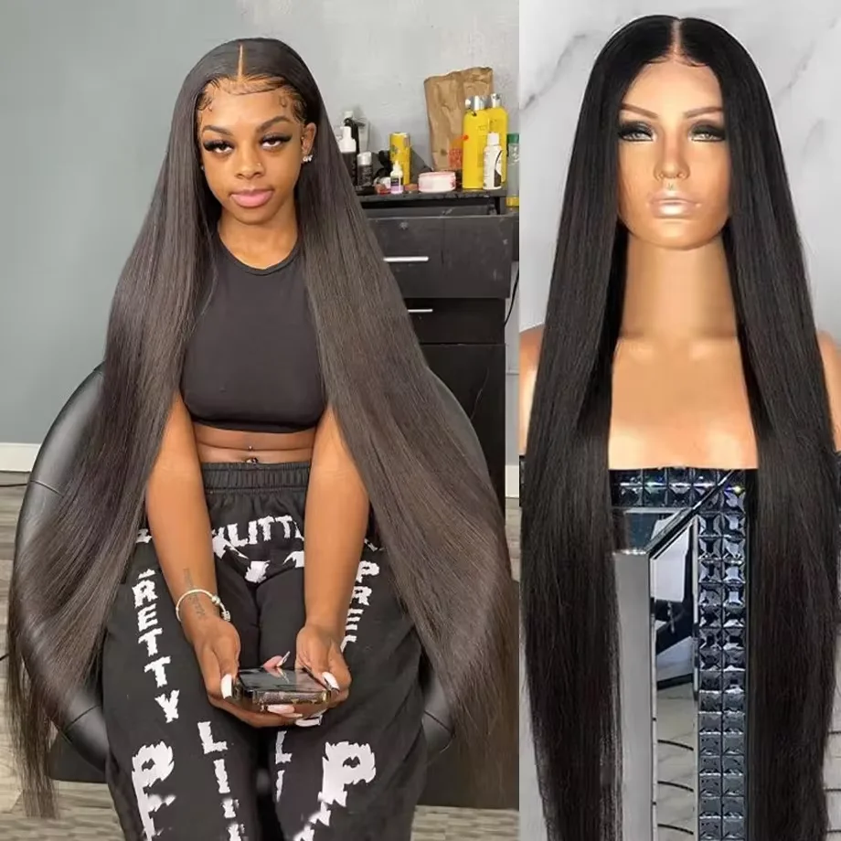 Straight HD Lace Front Wig, Pre-Plucked Brazilian Human Hair, High-Density Frontal Wig