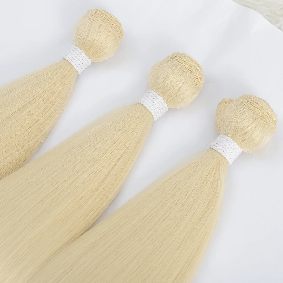 Bone Straight Synthetic Hair Extensions, Long Yaki Weaving, Full to End Natural Look