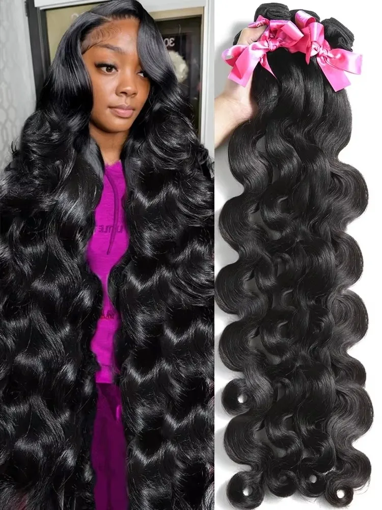 Body Wave Brazilian Remy Human Hair Bundles, Water Wavy Weave Extensions