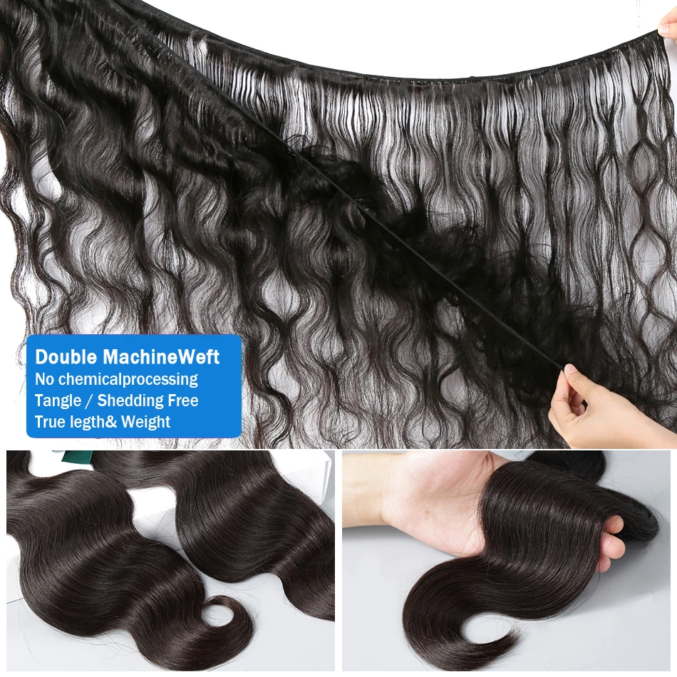 Body Wave Brazilian Remy Human Hair Bundles, Water Wavy Weave Extensions