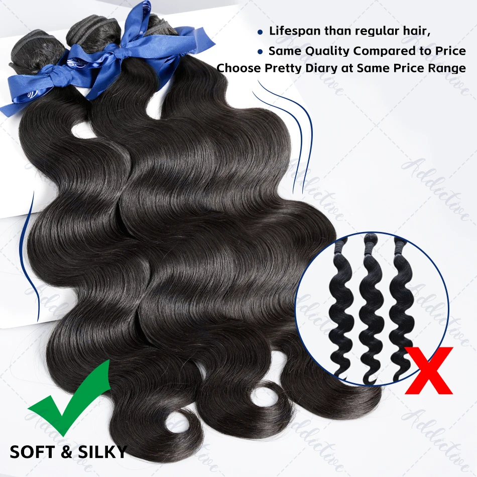 Body Wave Remy Human Hair Bundles, Water Wavy Weave, Double Drawn Natural Extensions