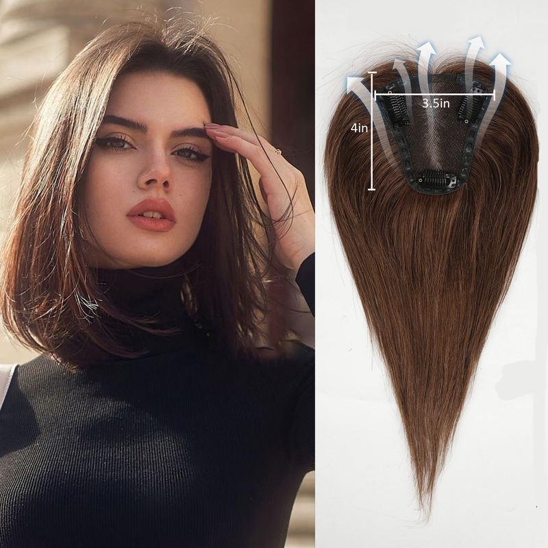 Remy Human Hair Toppers Ombre Light Brown Blonde Middle Part Clip-In Hair Pieces for Women