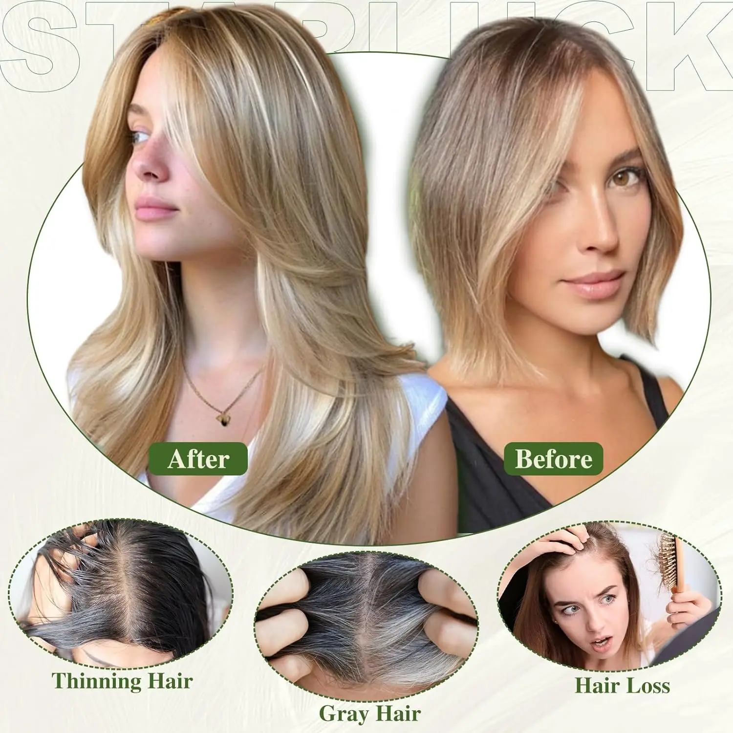 Ombre Blonde Layered Hair Topper with Bangs Synthetic Swiss Base Clip-In for Women
