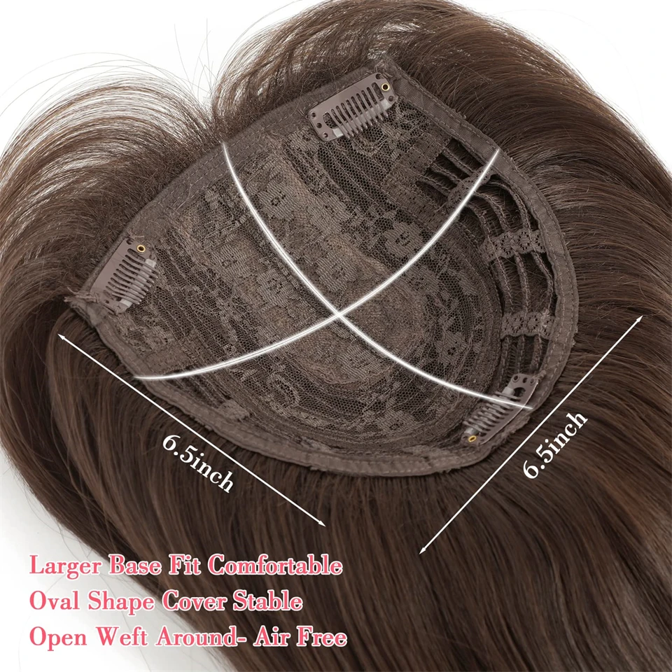 Straight Hair Topper with Bangs for Thinning Hair Synthetic Clip-In Hairpieces for Women