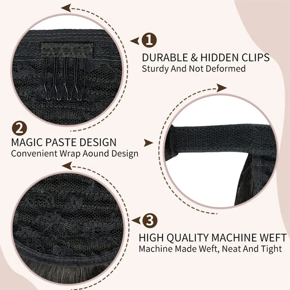 Afro Kinky Curly Ponytail Human Hair Extensions for Black Women Wrap Around Hairpieces