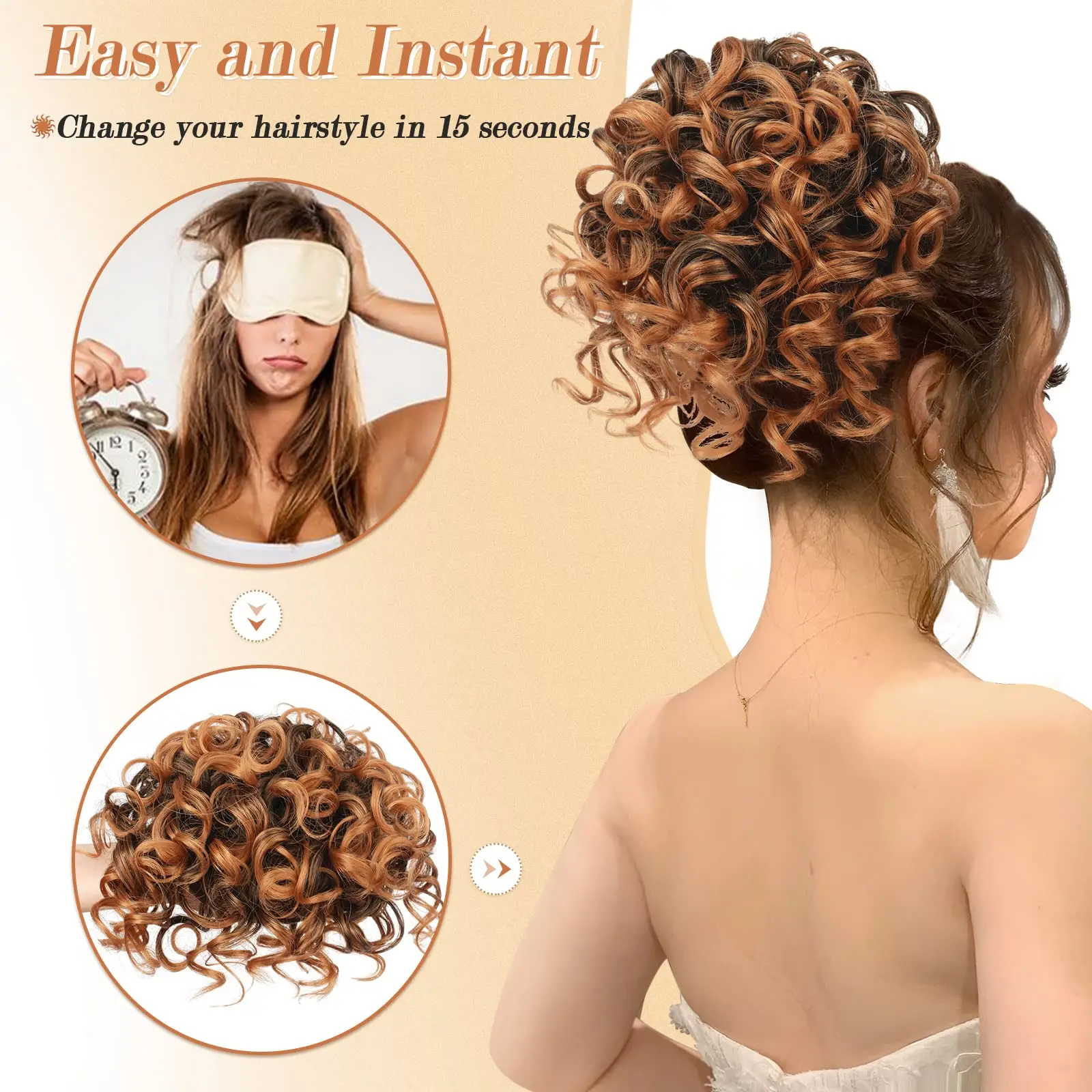 Messy Hair Bun Elastic Drawstring Loose Wave Curly Synthetic Ponytail Extension for Women
