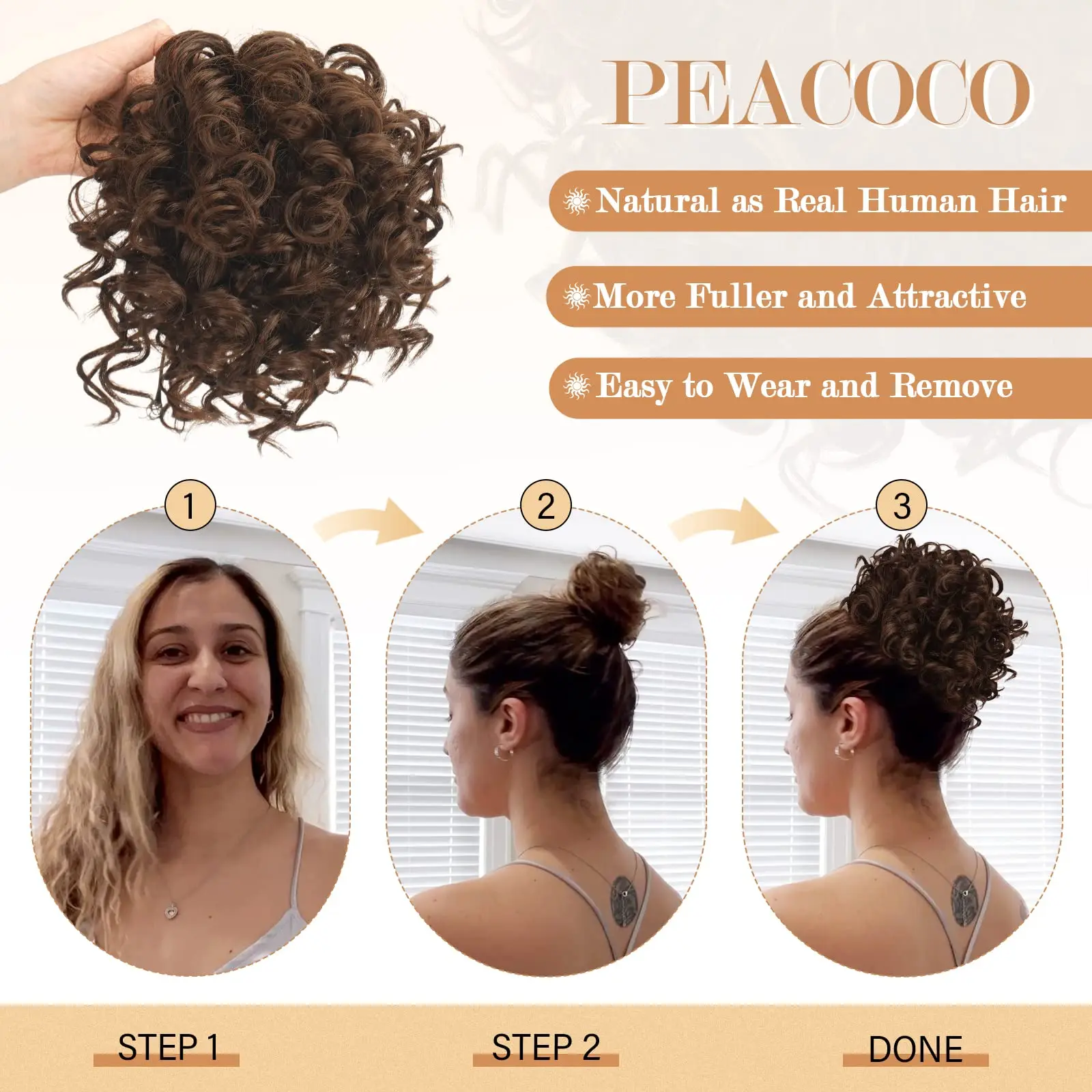 Messy Hair Bun Elastic Drawstring Loose Wave Curly Synthetic Ponytail Extension for Women