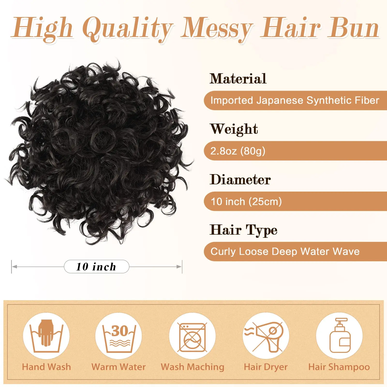 Messy Hair Bun Elastic Drawstring Loose Wave Curly Synthetic Ponytail Extension for Women