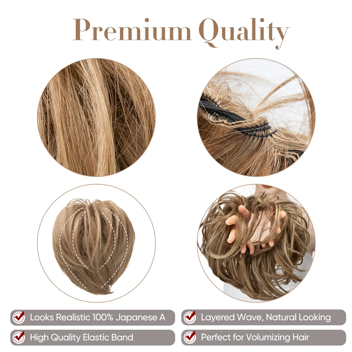 Synthetic Messy Bun Hairpiece Curly Scrunchie Wrap Elastic Chignon Tail Updo for Women