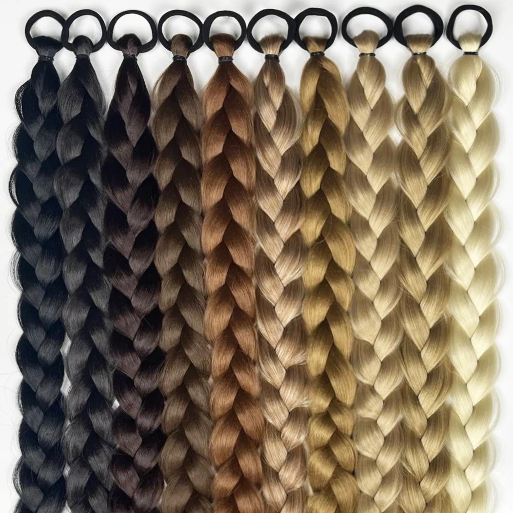 Synthetic Long Twist Braid Ponytail Extensions with Rubber Band Boxing Braided Hair for Women