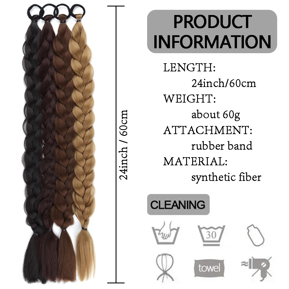 Synthetic Long Twist Braid Ponytail Extensions with Rubber Band Boxing Braided Hair for Women
