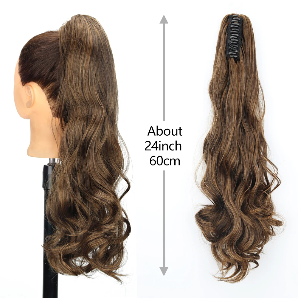 Synthetic Long Wavy Claw Clip-On Ponytail Heat Resistant Natural Wave Hairpieces