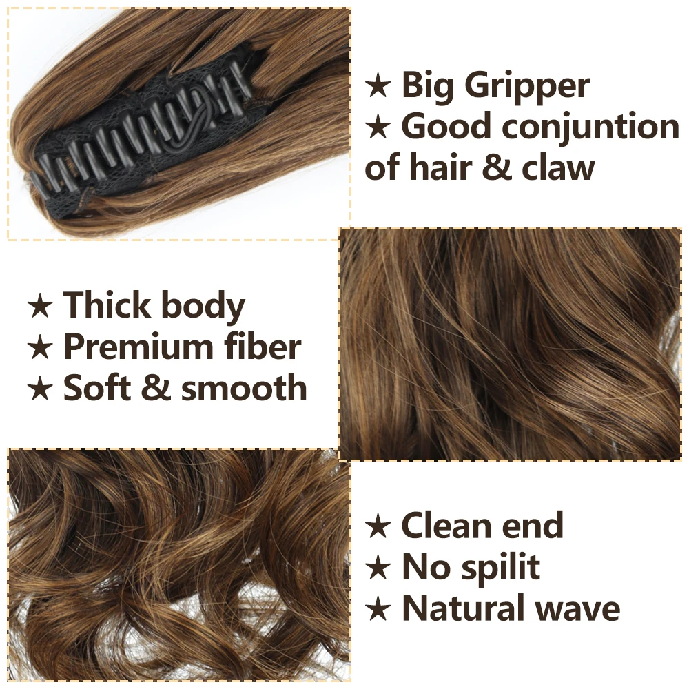 Synthetic Long Wavy Claw Clip-On Ponytail Heat Resistant Natural Wave Hairpieces