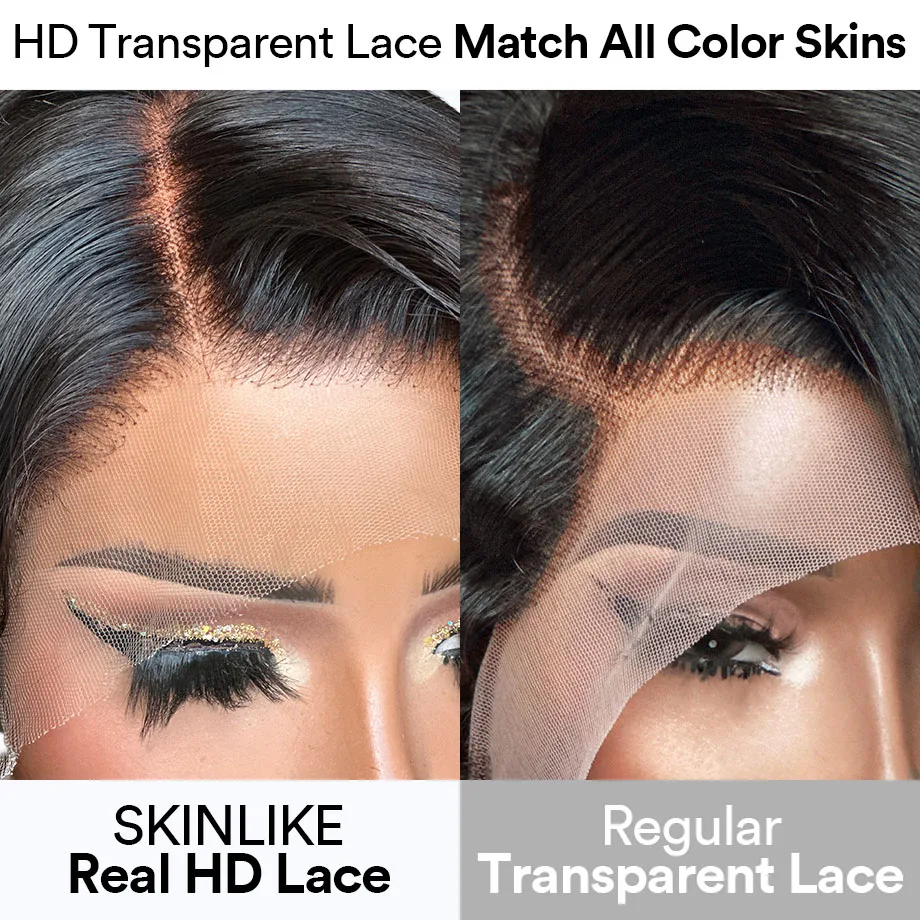 High Density Black Curly HD Transparent Lace Frontal Wig Deep Water Wave Brazilian Human Hair for Women