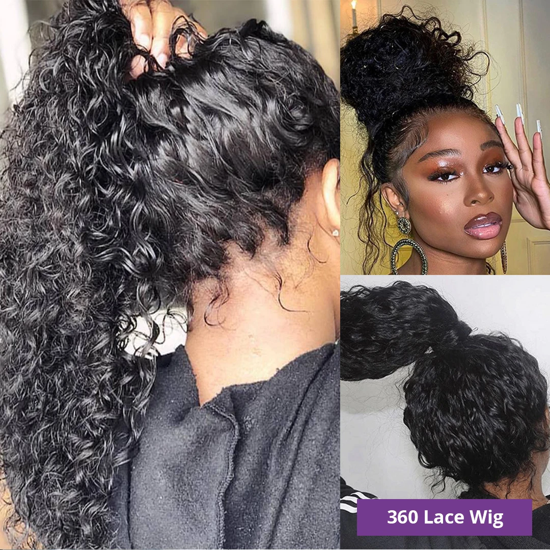 Water Wave Lace Front Wig HD Lace Frontal 360 Curly Human Hair Wig for Women