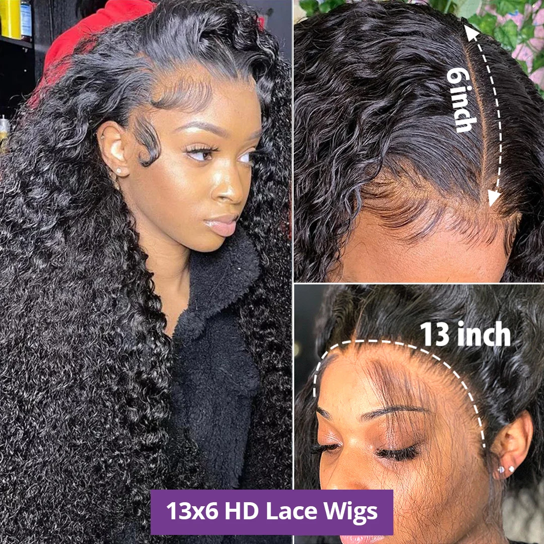 Water Wave Lace Front Wig HD Lace Frontal 360 Curly Human Hair Wig for Women