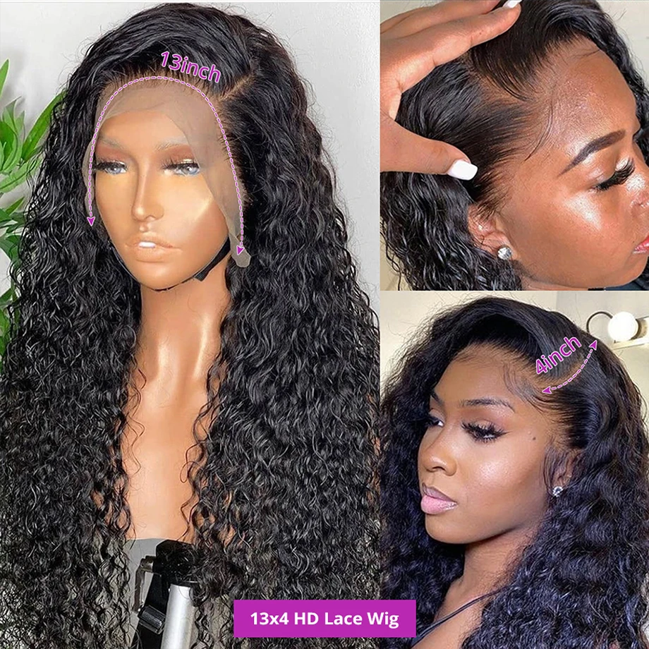 Water Wave Lace Front Wig HD Lace Frontal 360 Curly Human Hair Wig for Women