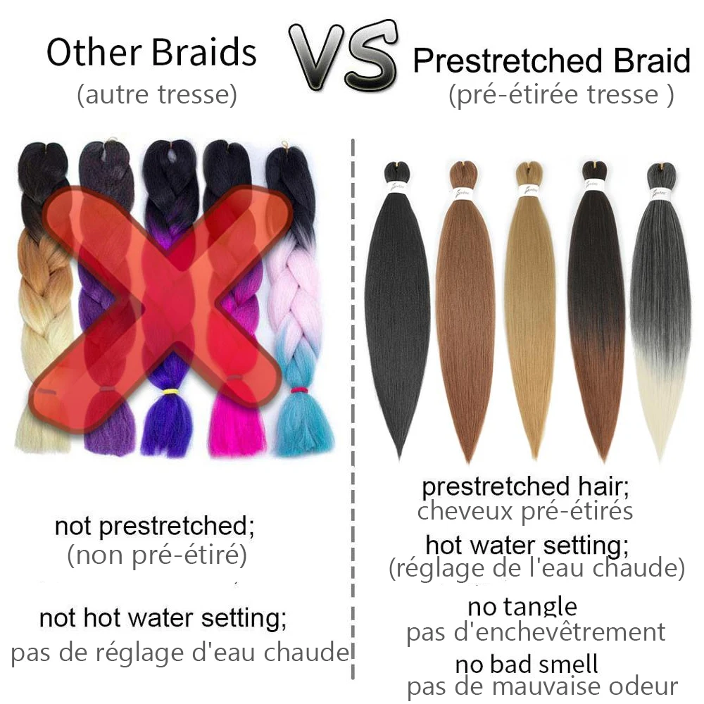 Pre-Stretched Synthetic Braiding Hair Extensions, Jumbo Braids for Senegalese Twist and Box Braids