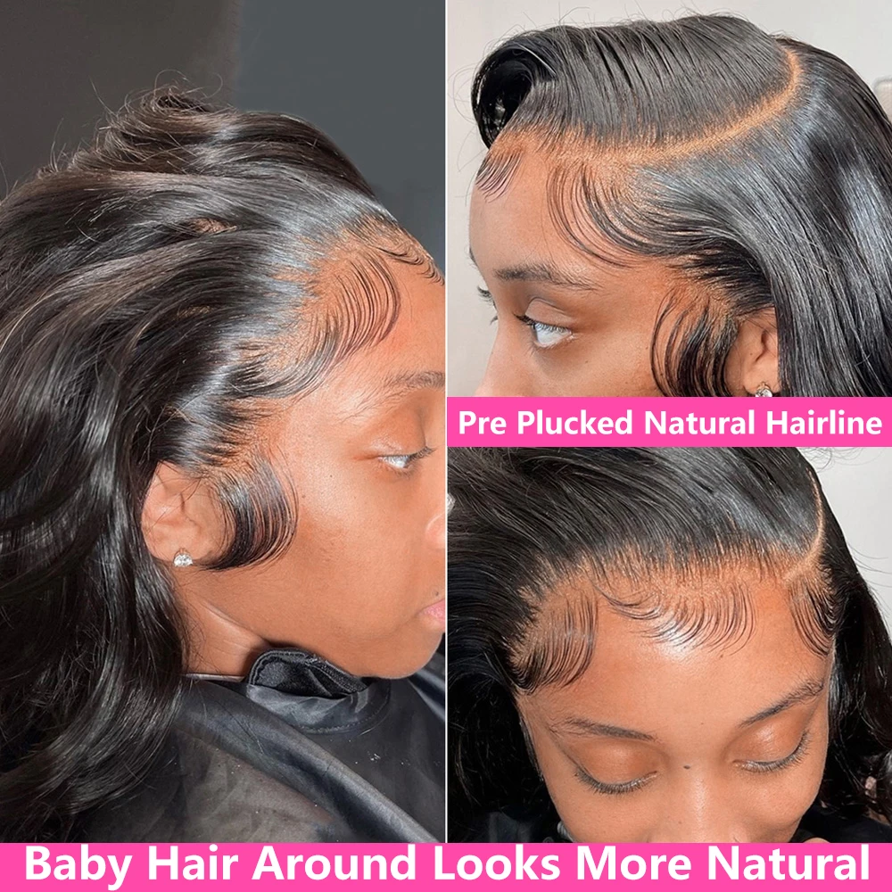 Full Lace Wig Human Hair Pre-Plucked Body Wave HD Lace Frontal Brazilian Hair for Black Women