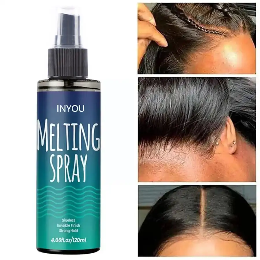 Lace Melting Holding Spray, Glue-less Hair Adhesive for Wigs, Strong Natural Finish Hold