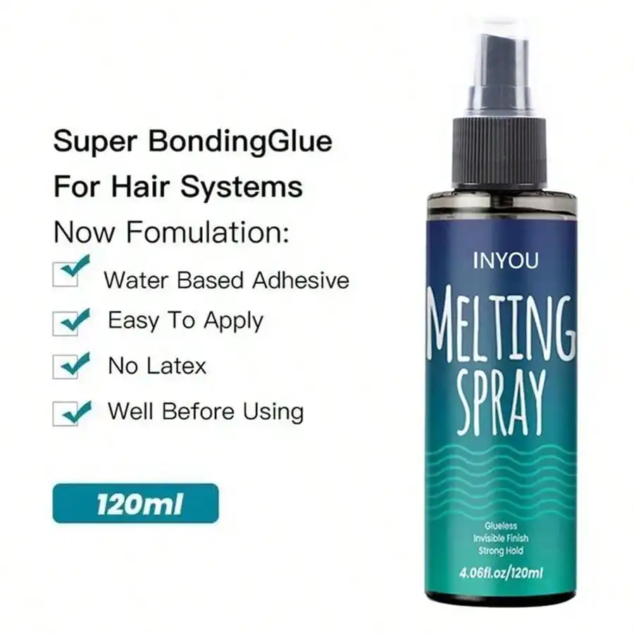 Lace Melting Holding Spray, Glue-less Hair Adhesive for Wigs, Strong Natural Finish Hold