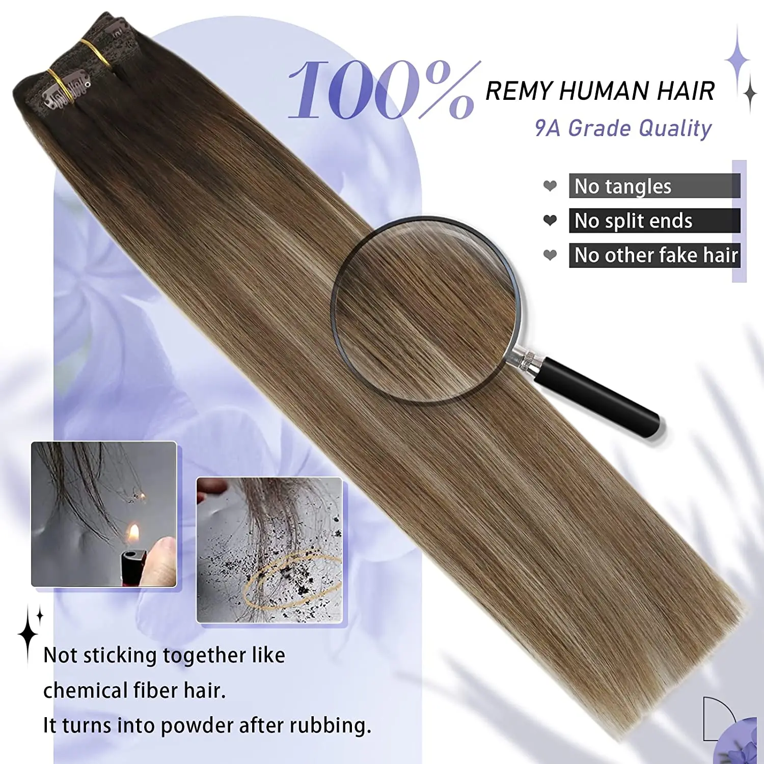 Clip-In Real Natural Remy Straight Human Hair Extensions Set