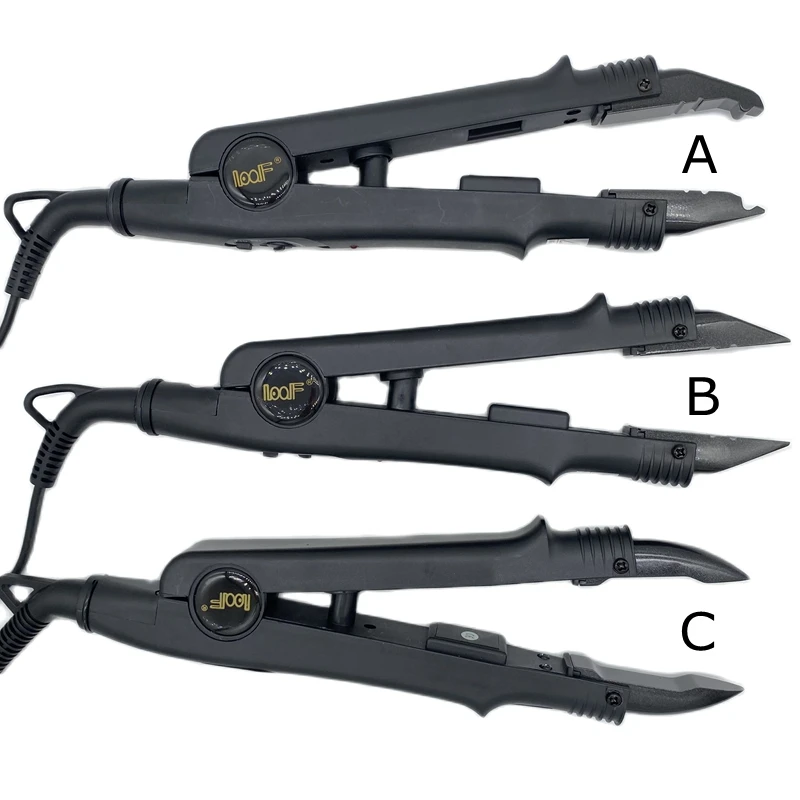 Temperature Controllable Hair Extension Fusion Iron Connector with A/B/C Tips, EU Plug
