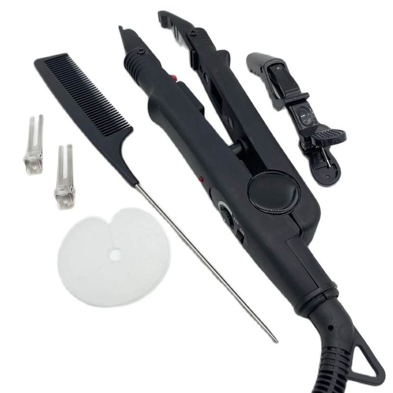 Temperature Controllable Hair Extension Fusion Iron Connector with A/B/C Tips, EU Plug