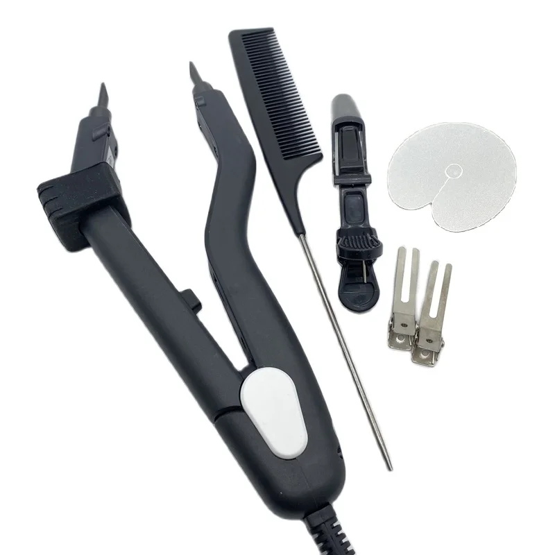 Quality Black Heat Hair Extension Connector Kit, Temperature Controllable 220°C Fast-Heating Iron