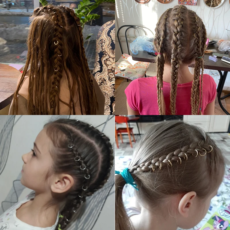 Mixed Color Hair Braid Beads, Dreadlock Cuffs and Rings, Opening Hoop Accessories for Braids