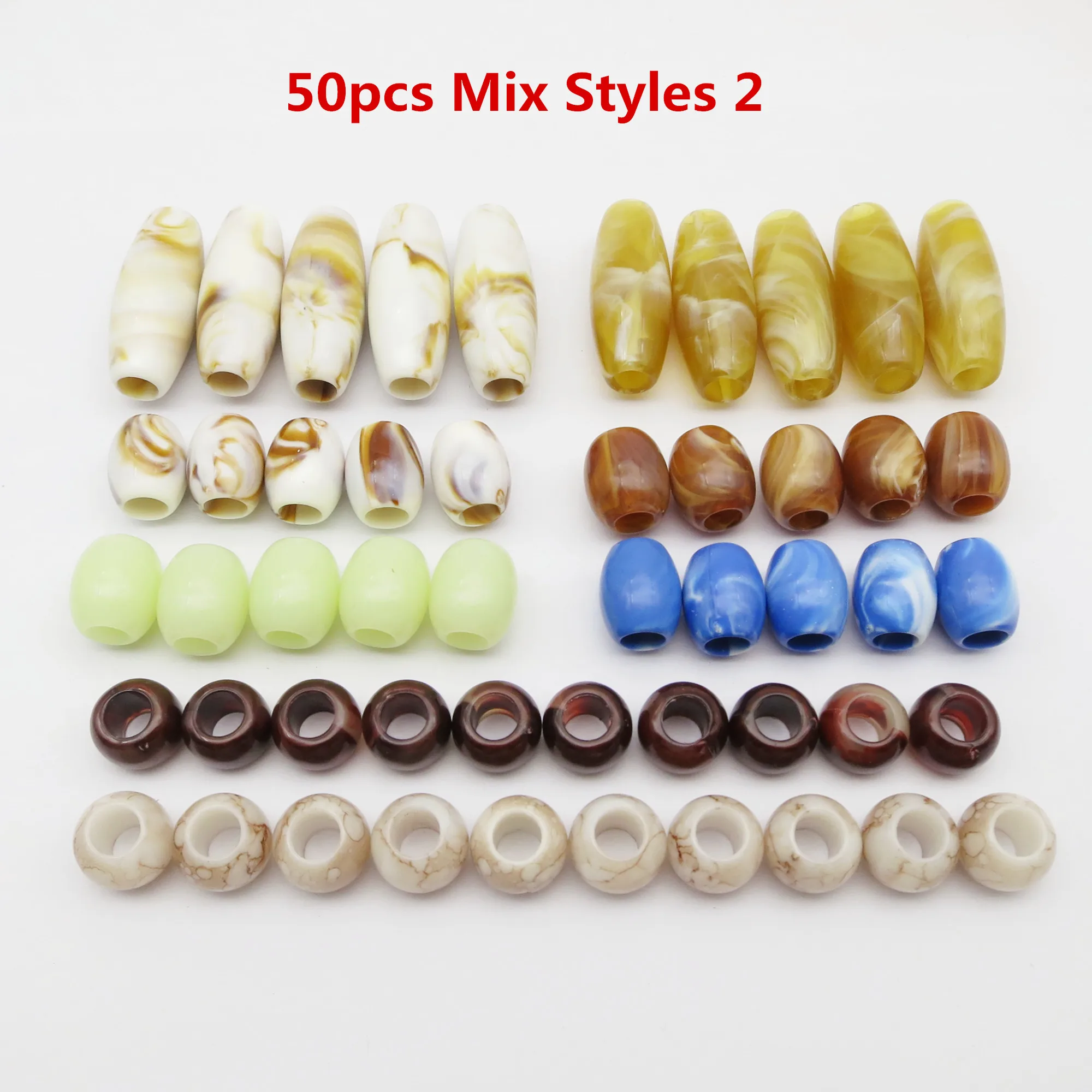 Mixed Style Plastic Crochet Hair Braid Beads and Rings, Accessories for Kids, Girls, and Women