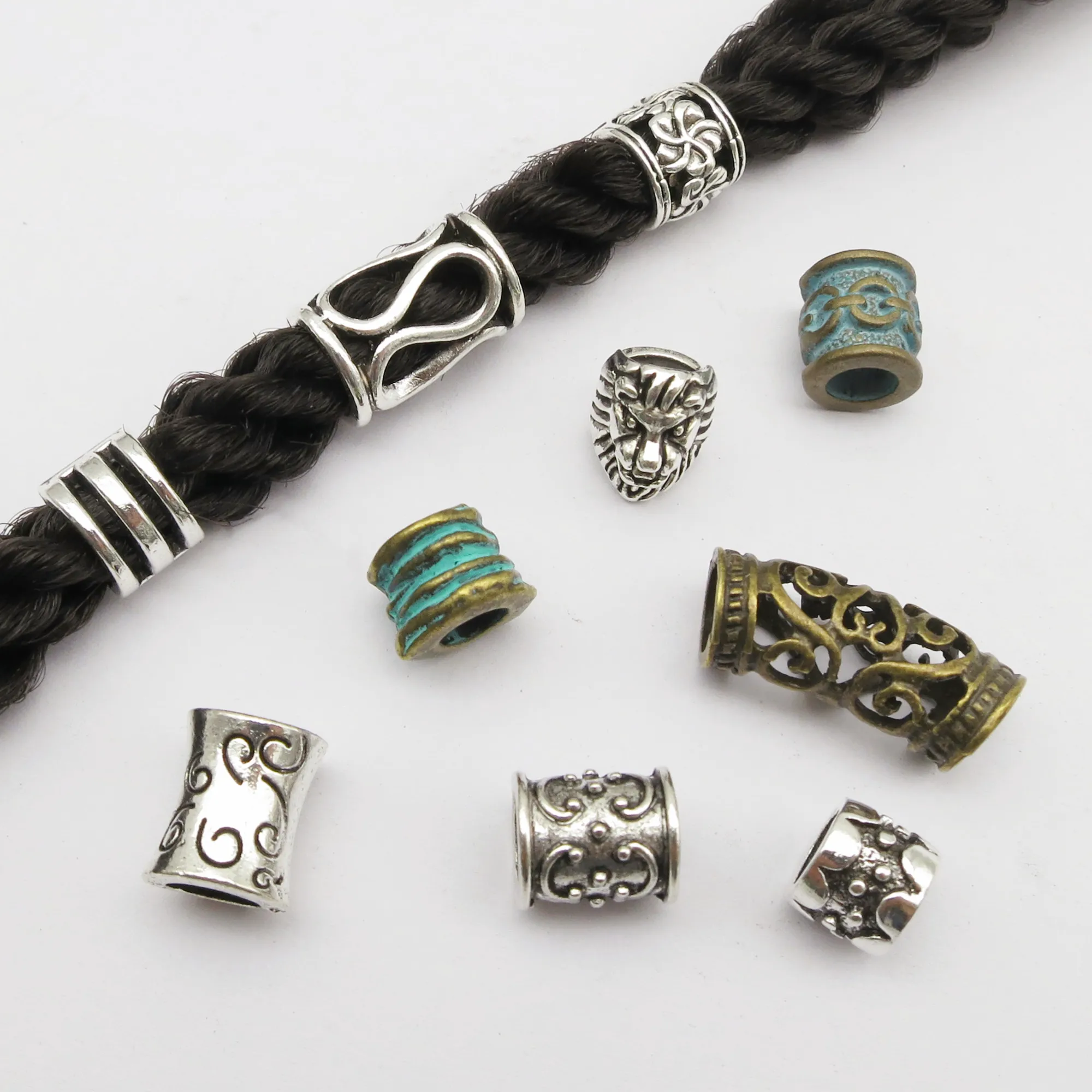 Metal African Hair Rings and Beads, Cuffs, Charms for Dreadlocks and Braids Jewelry Accessories