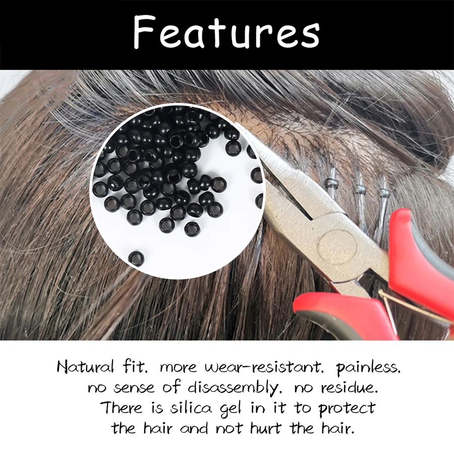 Micro Rings Beads for I-Tip Hair Extensions, Reinforced Hair Extension Tool