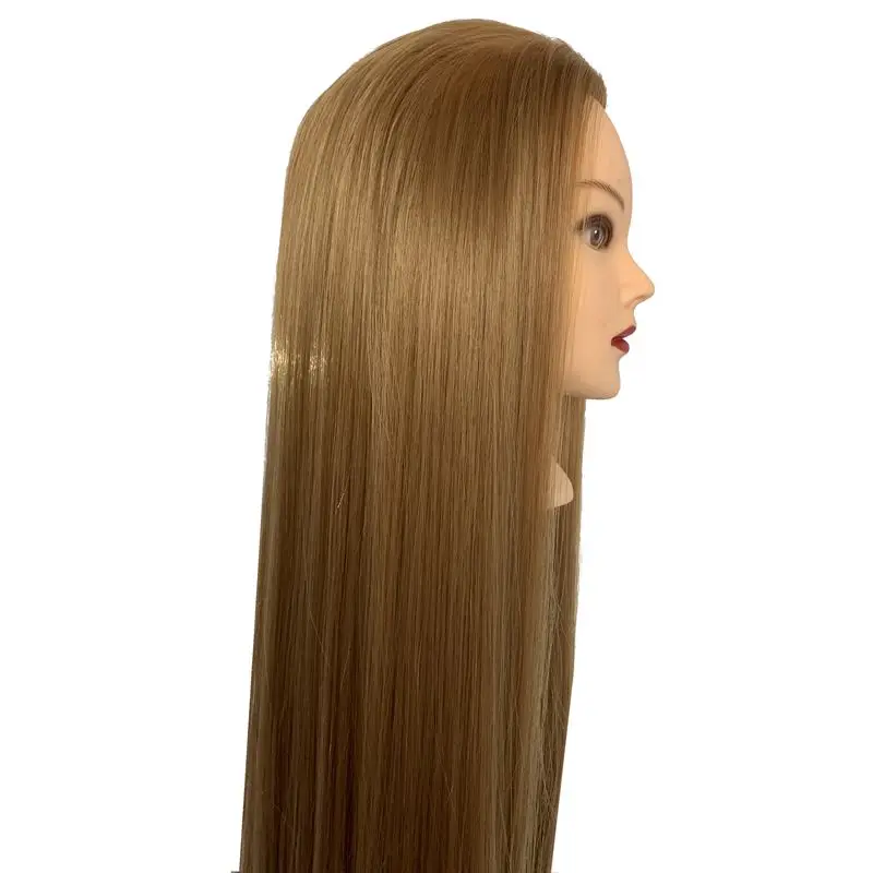 Straight Synthetic Hair Mannequin Head for Hairdressing, Makeup, Braiding, and Salon Styling Practice