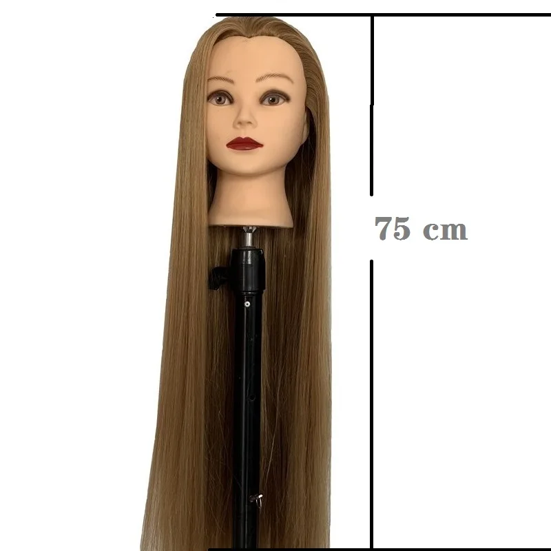 Straight Synthetic Hair Mannequin Head for Hairdressing, Makeup, Braiding, and Salon Styling Practice