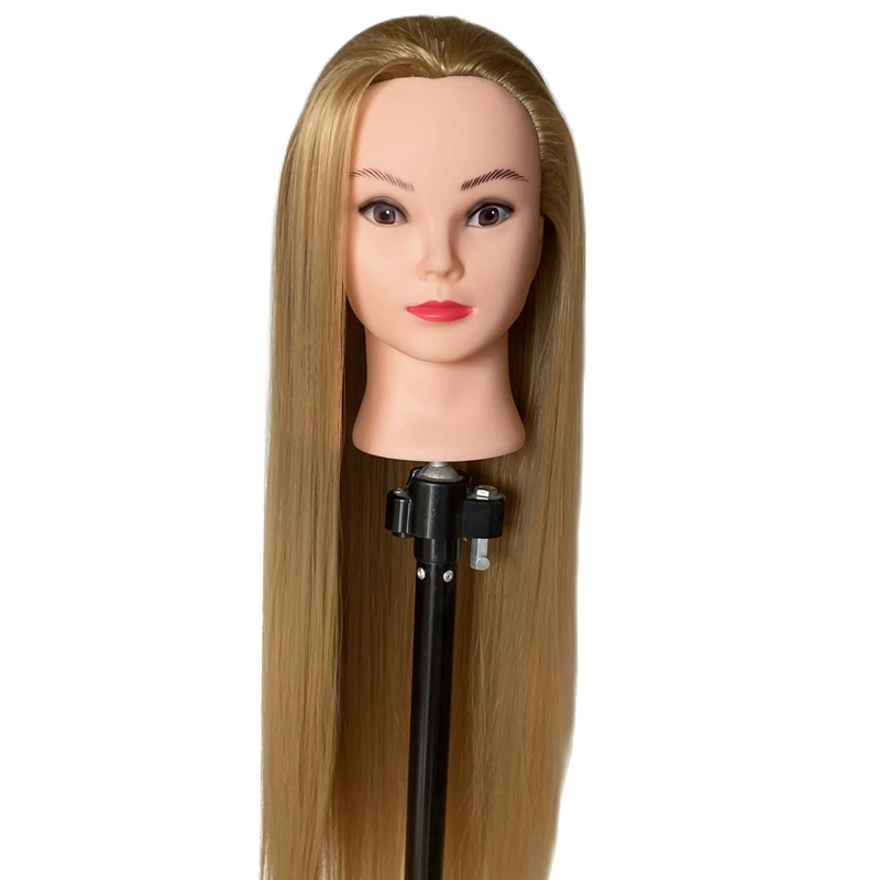 Straight Synthetic Fiber Training Mannequin Head for Makeup, Braiding Practice, and Salon Styling