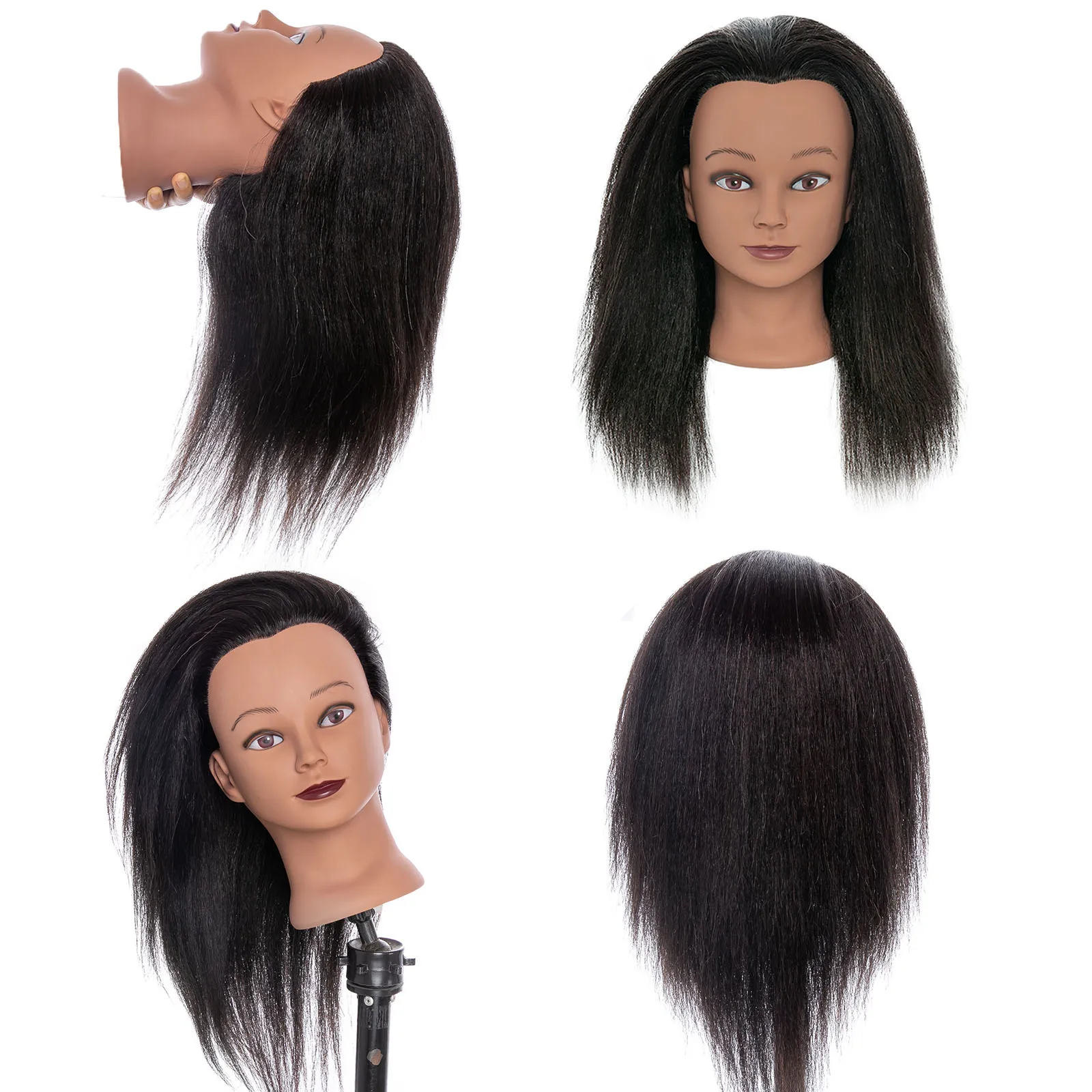 Afro Mannequin Head with Hair for Braiding and Cornrow Practice, Barber Training Dummy Head