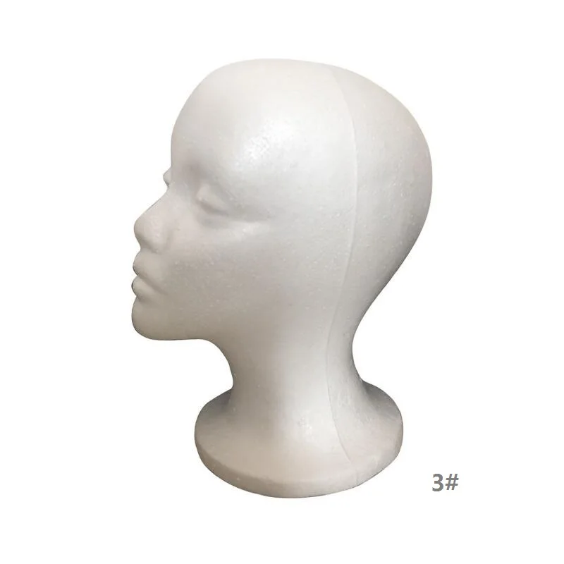 White Foam Wig Display Prop, Styrofoam Mannequin Head for Wig, Hat, and Cap Holder